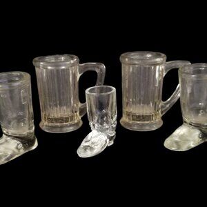 Vintage J. H. Millstein Glass Mugs & Victory Glass Boot Candy Containers